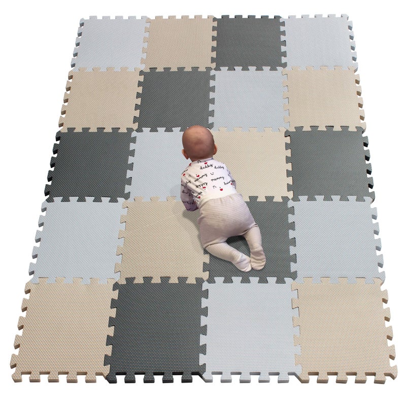 YIMINYUERÂ® 20 Tiles (30cmÃ—30cmÃ—1cm Each Tile) Baby Soft Puzzle Play Mats, Kids Thick EVA Foam Floor, Toddlers & Children's Soft Interlocking Mat R01R10R12G301020 - Image 1